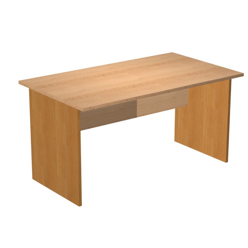Bureau droit Pronto Bois - L.140 x P.80 cm - Plateau Hêtre - Pieds panneaux Aulne
