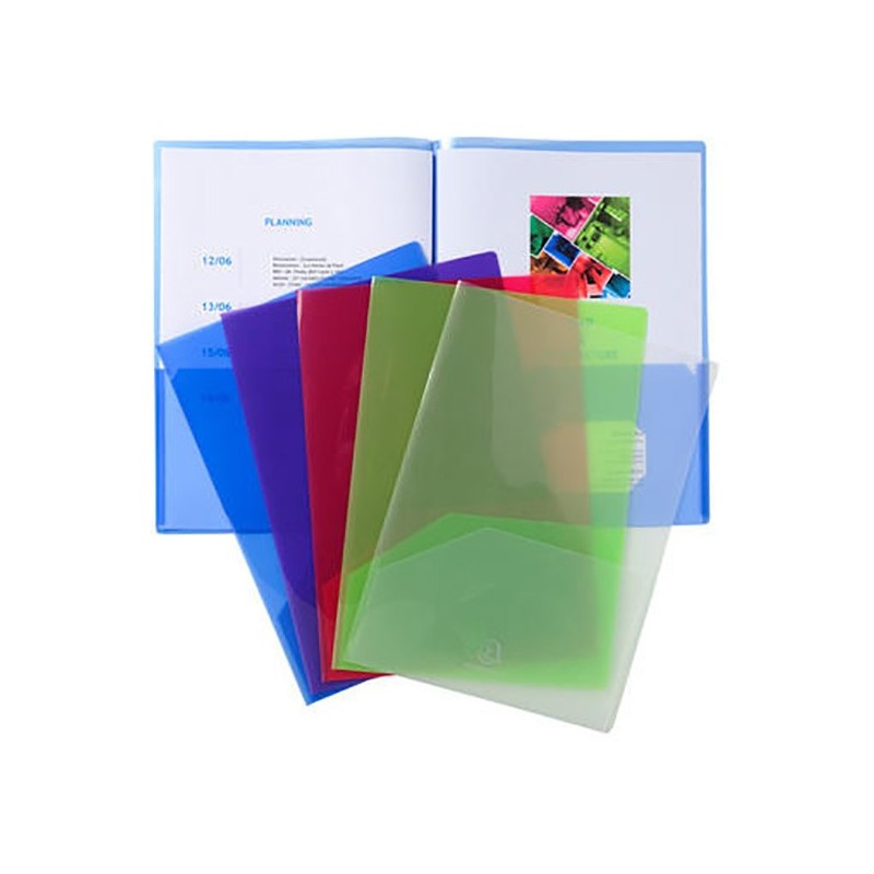 Exacompta Chemise de présentation double poche pour document A4/ A3 - Polypropylène transparent - Assorties - Lot de 10