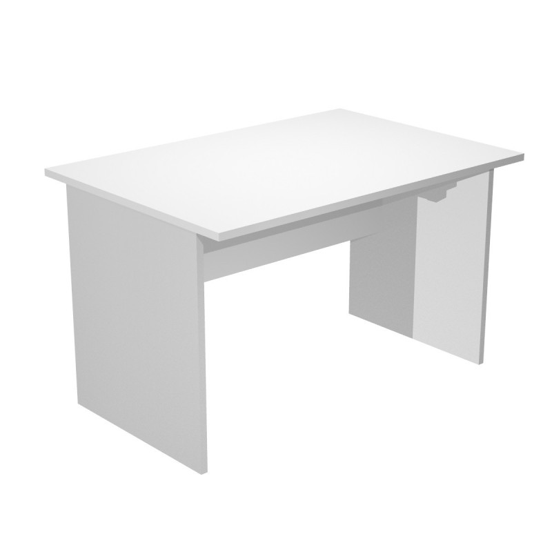 Bureau droit Pronto Bois - L.120 x P.80 cm - Plateau Blanc - Pieds panneaux Aluminium