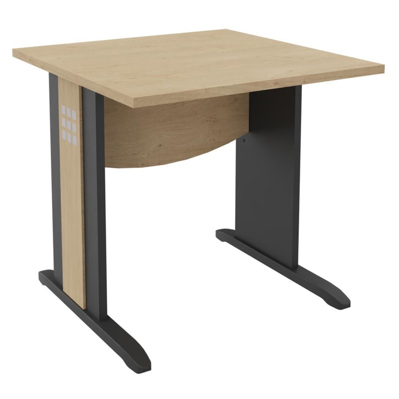 Bureau droit Axiome - L.80 x P.80 cm - Plateau Chêne - Pieds L Anthracite