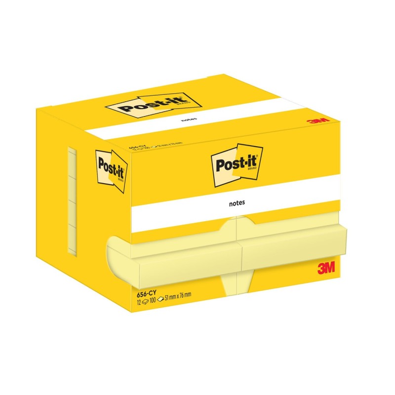 Post-it Notes repositionnables 51 x 76 mm - Jaune - Lot 12 blocs de 100 feuilles