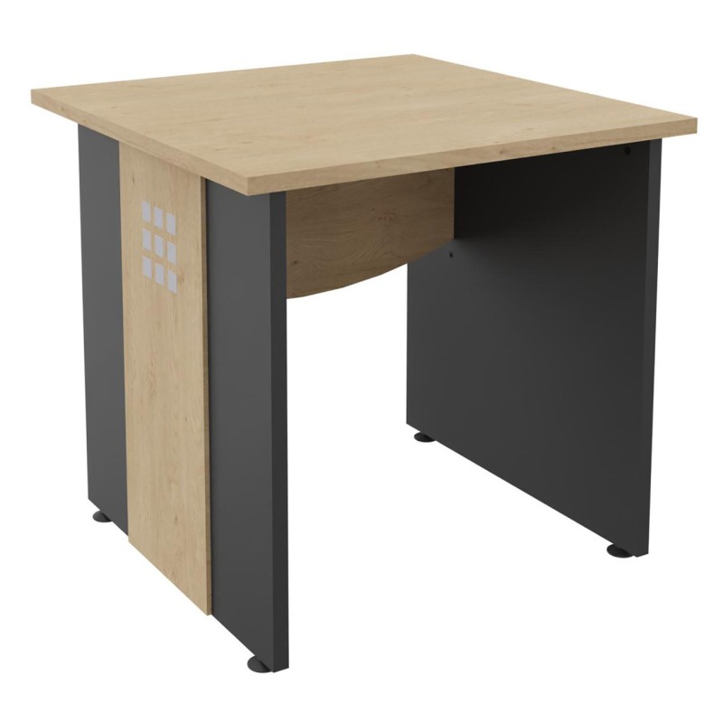 Bureau droit Axiome - L.80 x P.80 cm - Plateau Chêne - Pieds panneaux Anthracite/Chêne