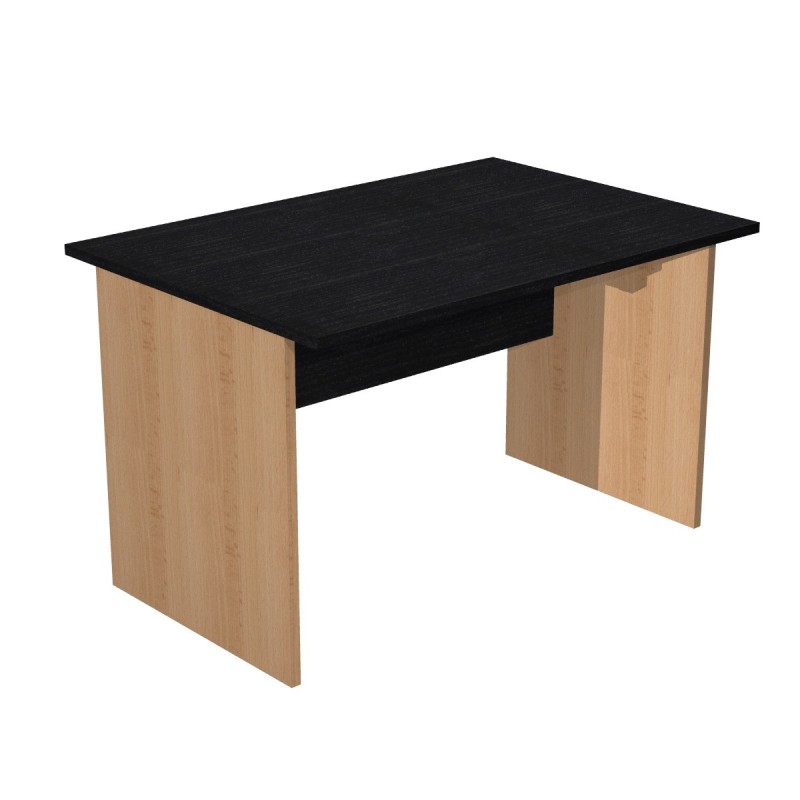 Bureau droit Pronto Bois - L.120 x P.80 cm - Plateau Noir - Pieds panneaux Hêtre