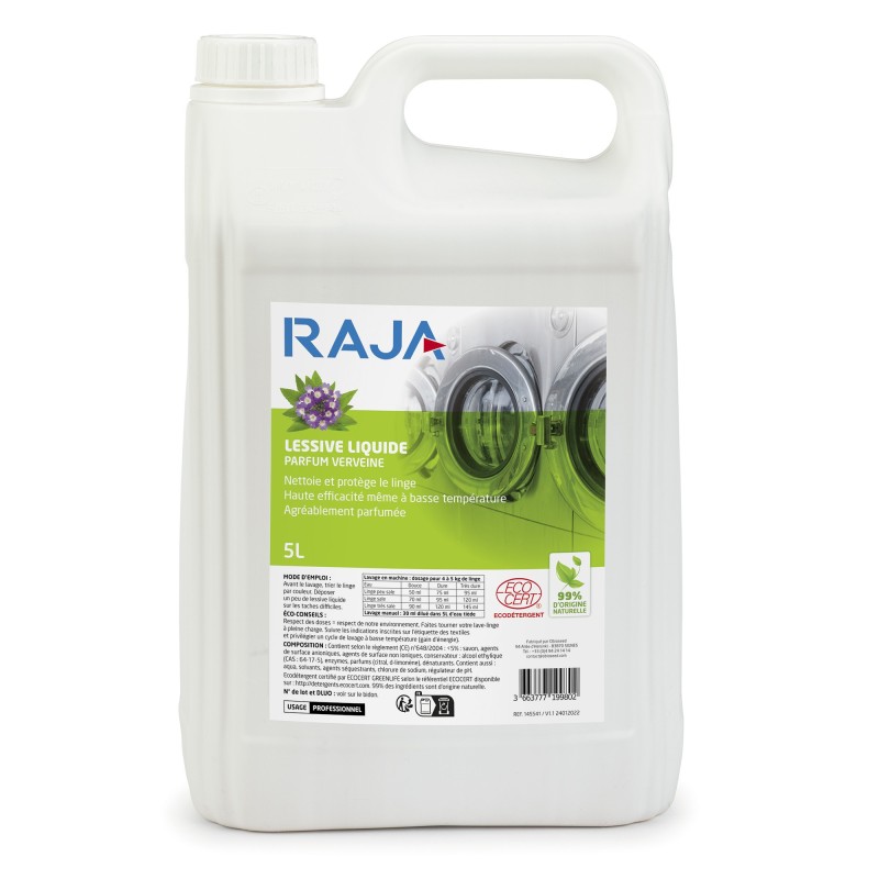 RAJA Lessive liquide écologique parfum verveine - bidon 5l