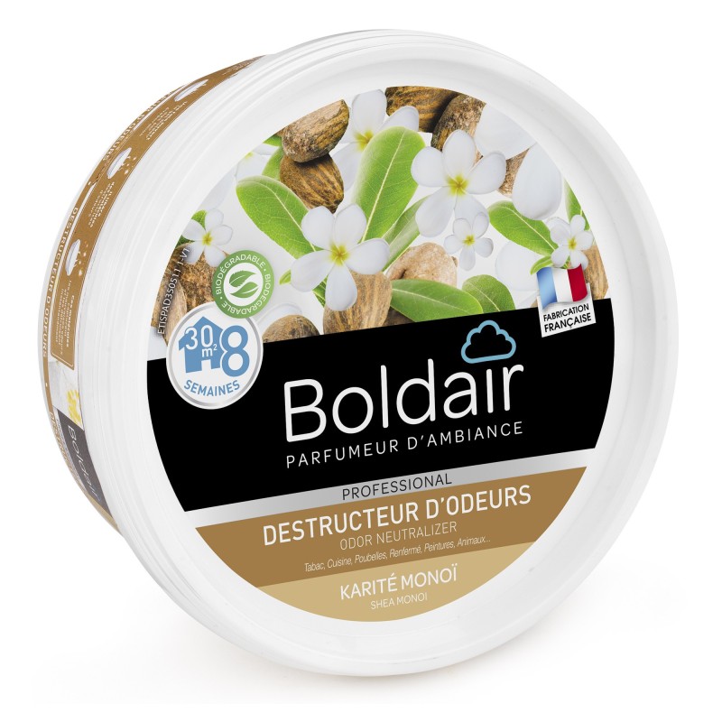Boldair Destructeur d'odeurs en gel - parfum Karité Monoï - pot 300 g