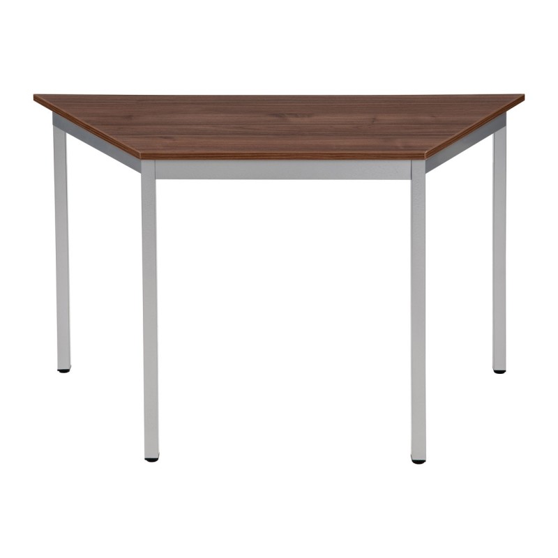 Table de réunion modulable trapèze - L.120 x P.60 cm - Plateau Noyer - Pieds Aluminium