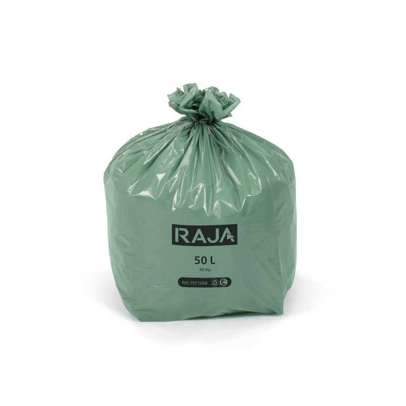 RAJA Sac poubelle 50L écologique vert 100% recyclé - Lot de 250