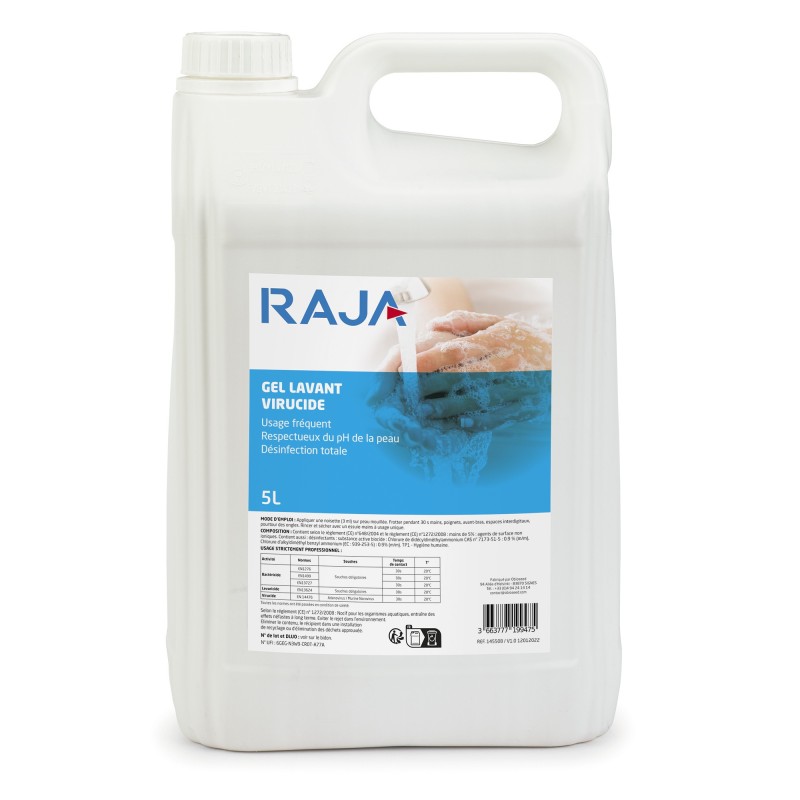 RAJA Savon gel lavant bactéricide - Bidon de 5l