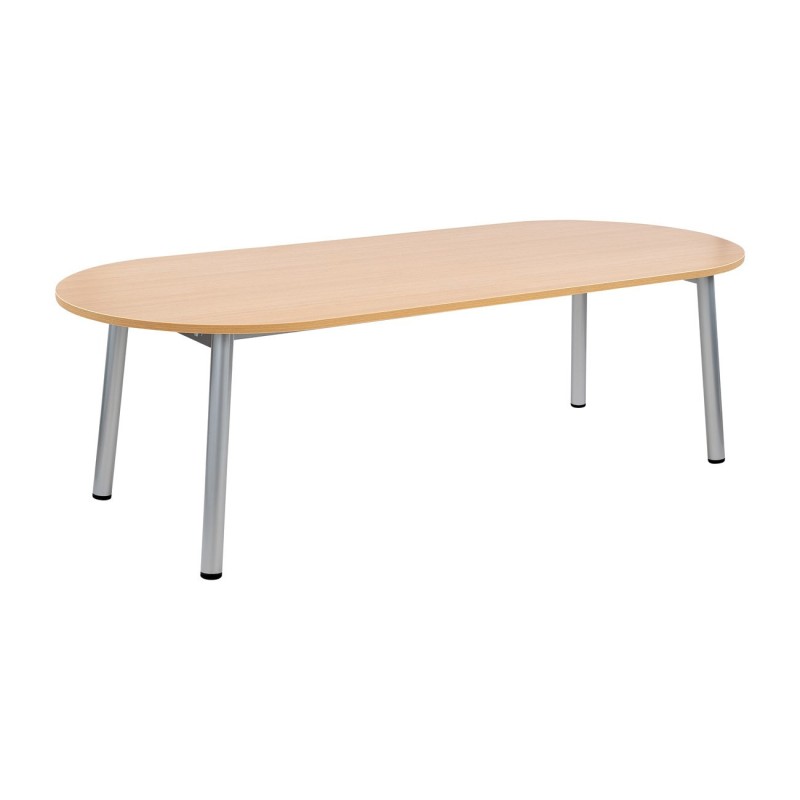 Table de réunion direction Congrès L.240 x P.102 cm - Plateau ellipse Chêne - Pieds Aluminium