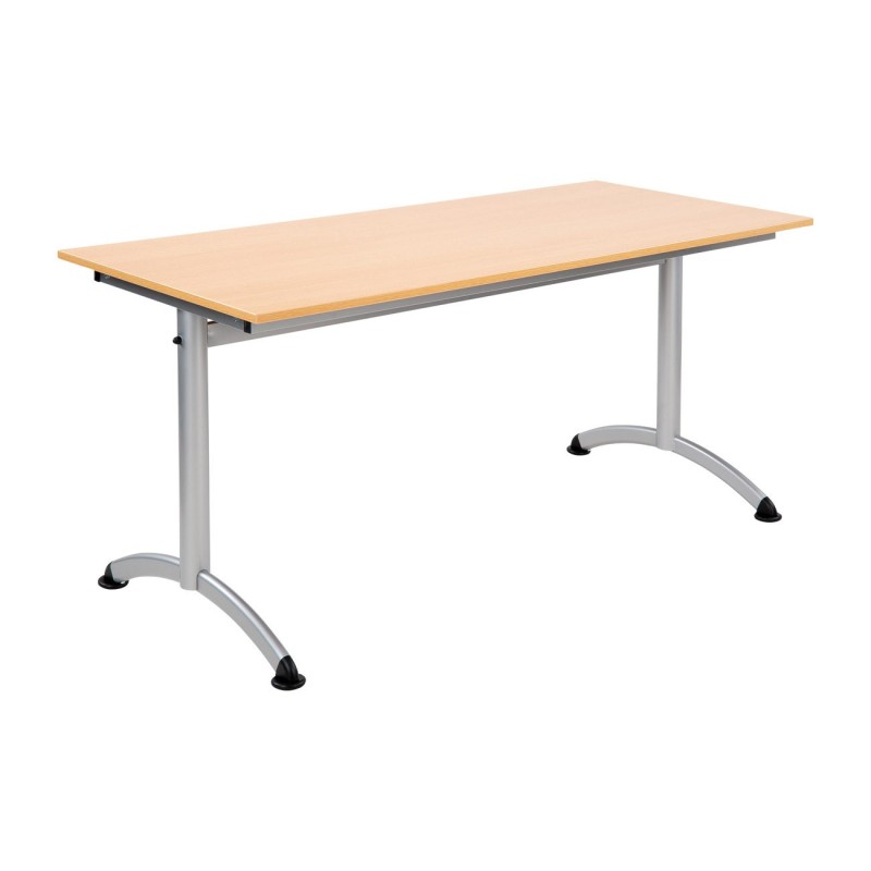 Table modulaire Elite rectangle L.160 x P.70 cm - Plateau Hêtre - Pieds Aluminium