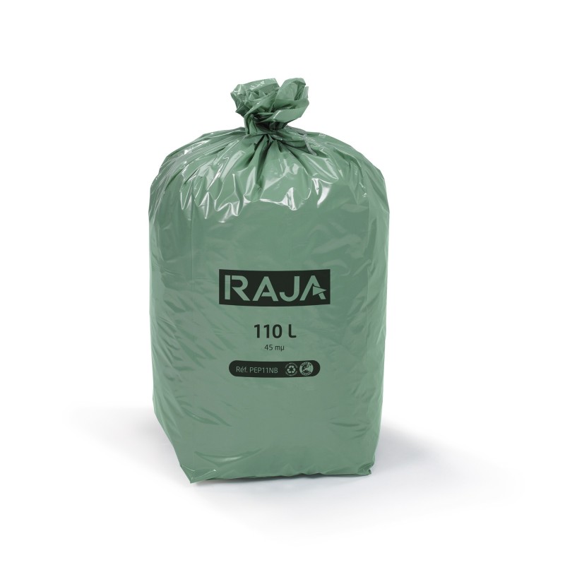 RAJA Sac poubelle 110L écologique vert 100% recyclé - Lot de 200