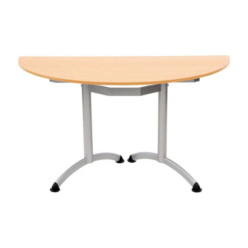Table modulaire Elite 1/2 rond L.140 x P.70 cm - Plateau Hêtre - Pieds Aluminium