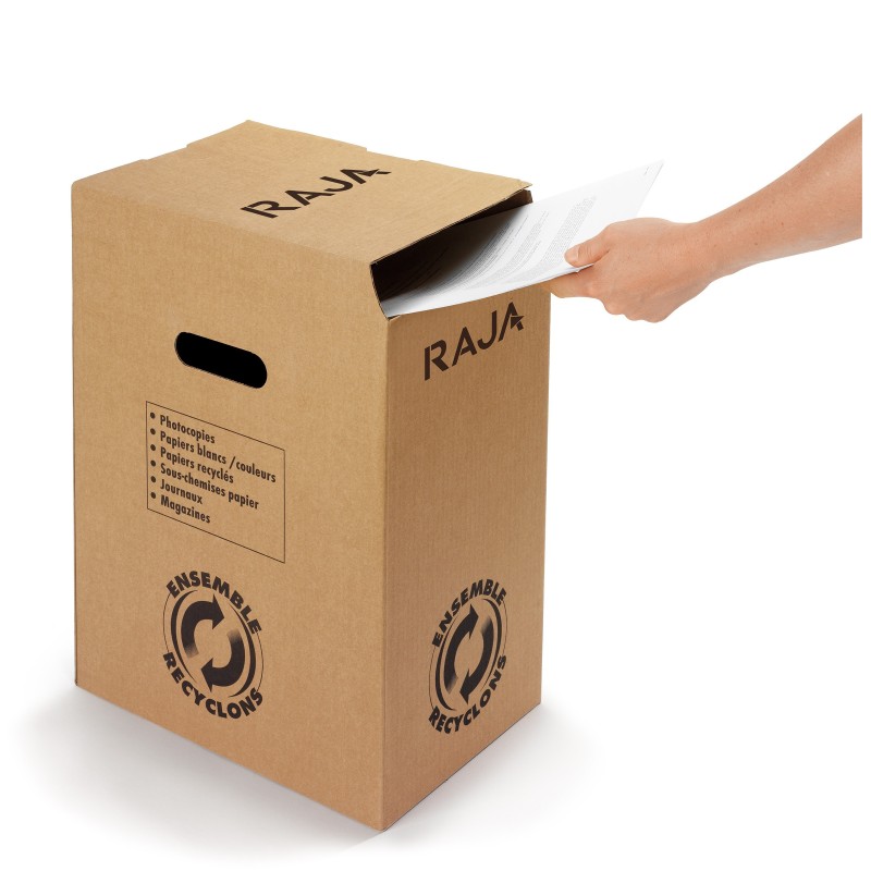 RAJA Poubelle de tri du papier - En carton - 20 litres - Lot de 10