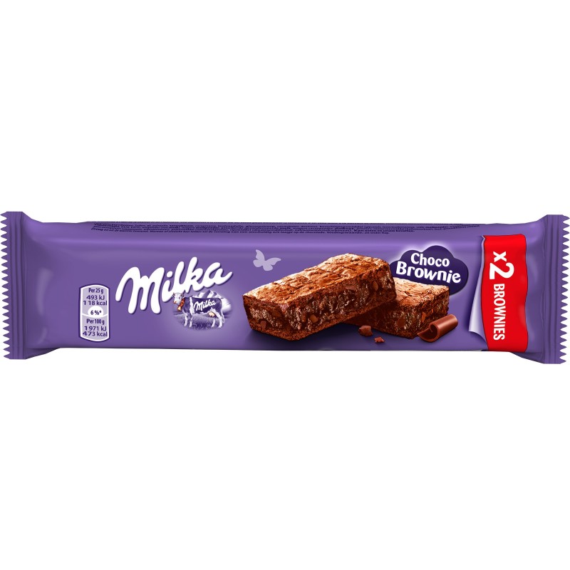 Milka Choco Brownie - Gâteau moelleux au chocolat au lait avec des pépites - Lot de 24 pochons de 2 gâteaux