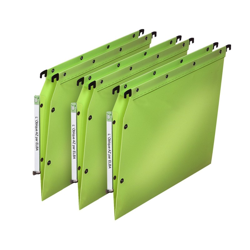 Elba Dossier suspendus pour armoire Ultimate A4 Polypropylène - 100 feuilles - Fond V - Vert - Lot de 10