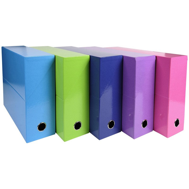Exacompta Boîte de classement Iderama A4 en carton - Dos 9 cm - Assorties - Lot de 5