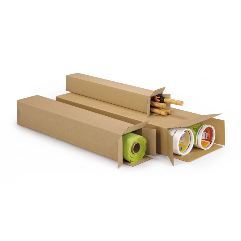 RAJA Caisse longue en carton brun - L.80 x l.10 x H.10 cm - Lot de 15