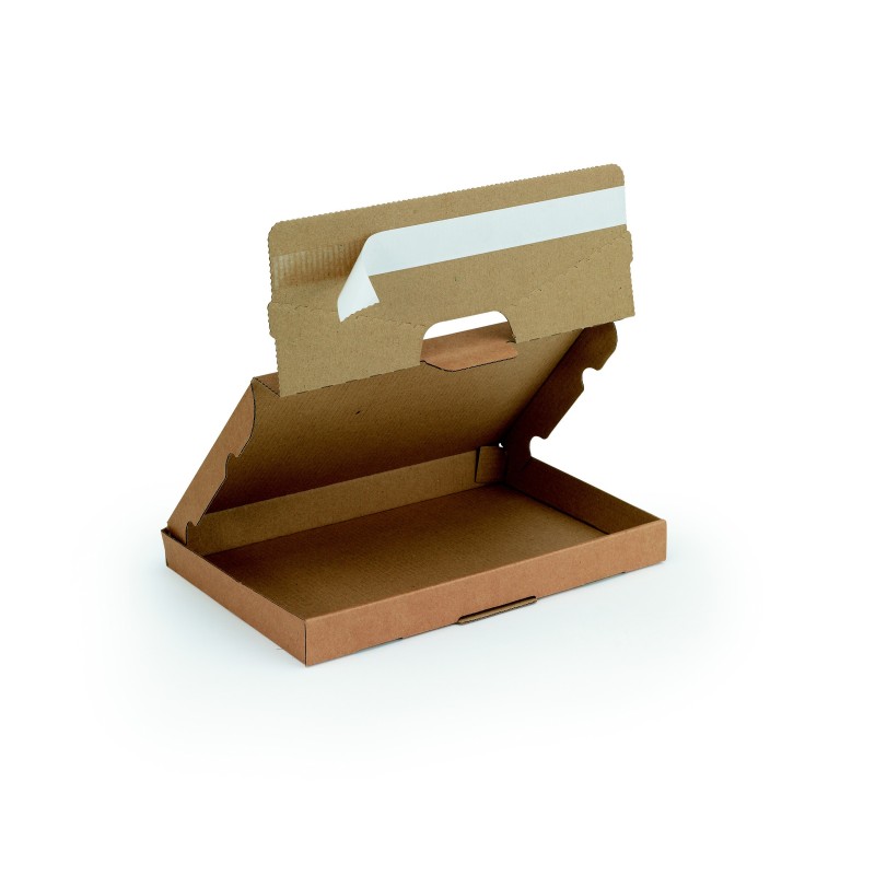 Boîte postale extra-plate fermeture adhésive en carton simple cannelure brun - L.30,5 x l.22 x H.2,5 cm - Lot de 50