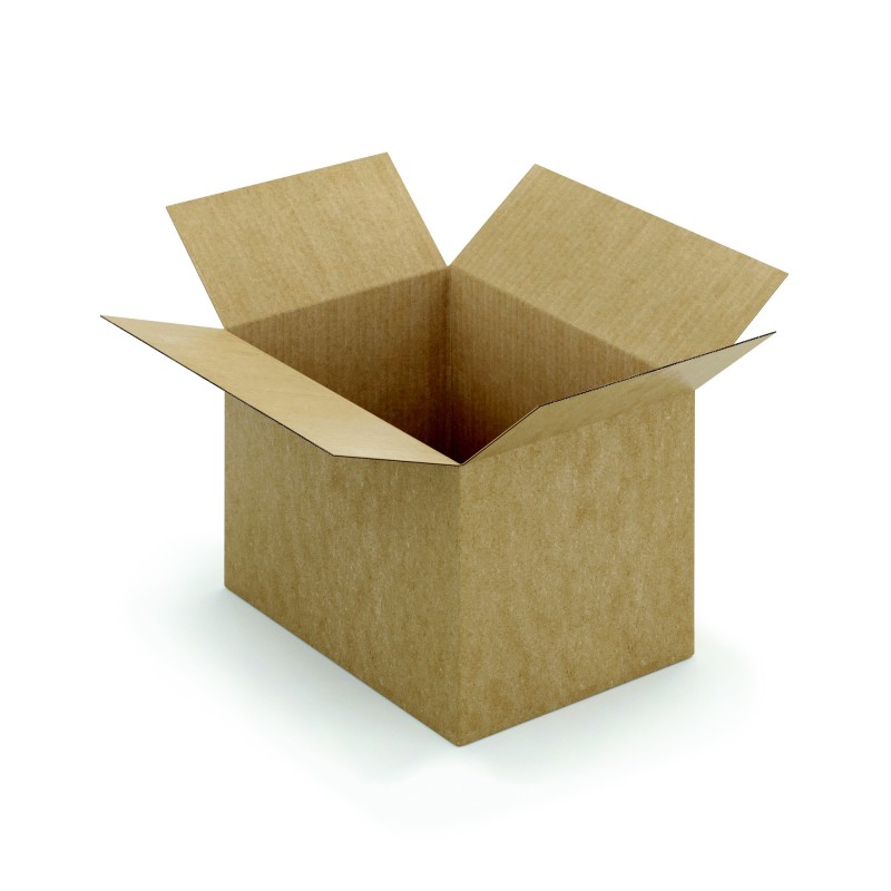 Caisse à montage instantané en carton simple cannelure brun - L.35 x l.25 x H.25 cm - Lot de 20