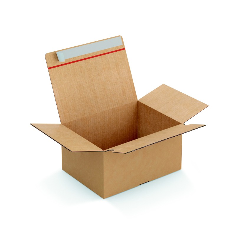 Caisse à montage instantané et fermeture adhésive en carton simple cannelure brun - L.31 x l.23 x H.16 cm - Lot de 20