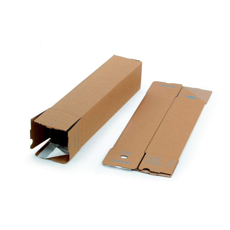 Tube d'expédition carré avec fermeture adhésive en carton simple cannelure brun - Diam.int.105 x L.430 mm - Lot de 10
