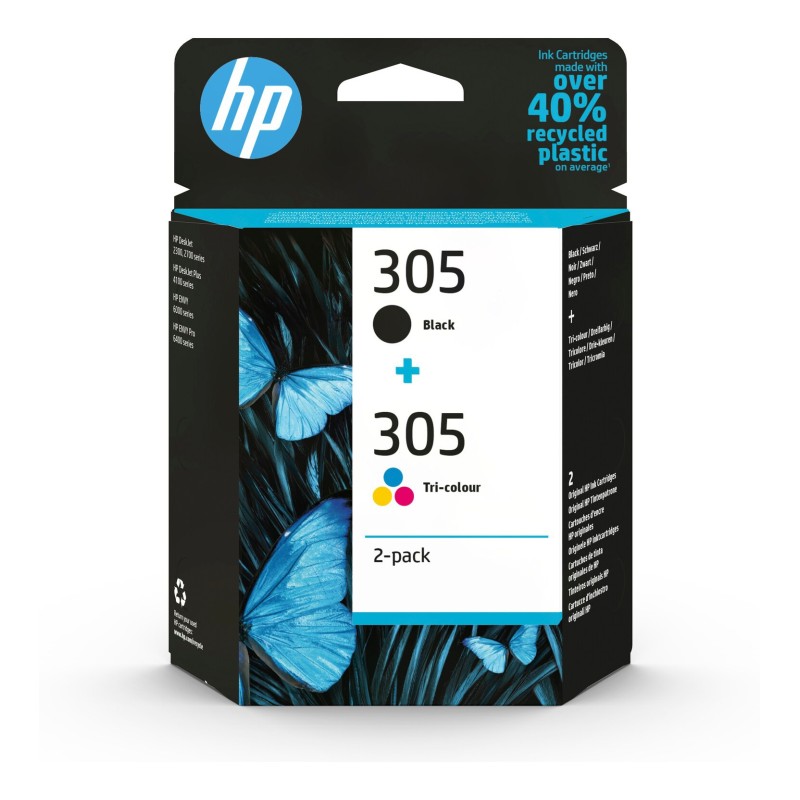 HP 305 Cartouche d'encre authentique 6ZD17AE - Pack de 2 (Noir + Couleur)