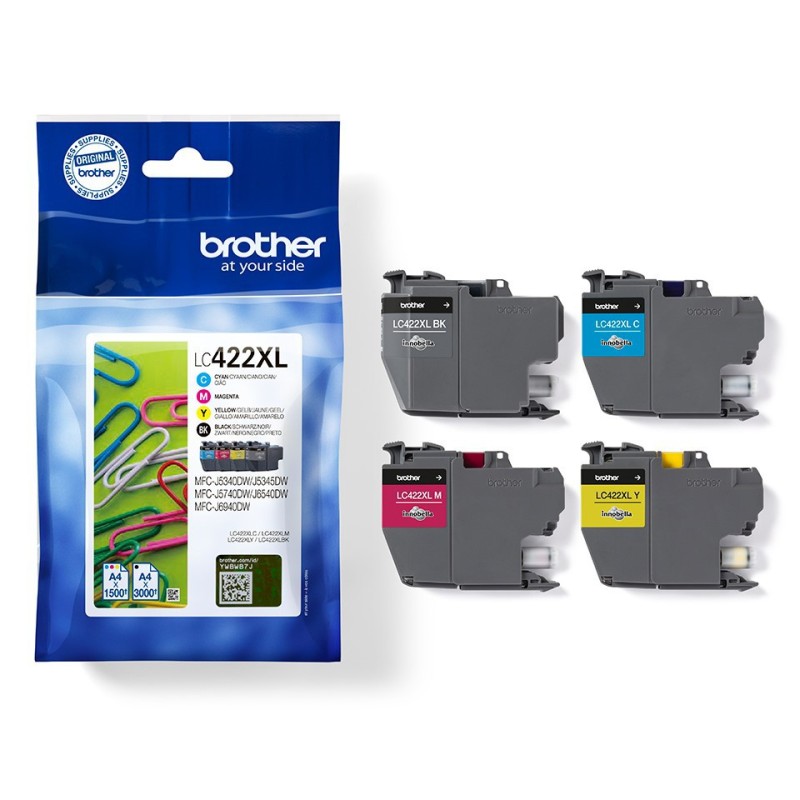 Brother LC422XLVAL Cartouche d'encre originale grande capacité - Pack de 4 (Noir, Cyan, Magenta, Jaune)