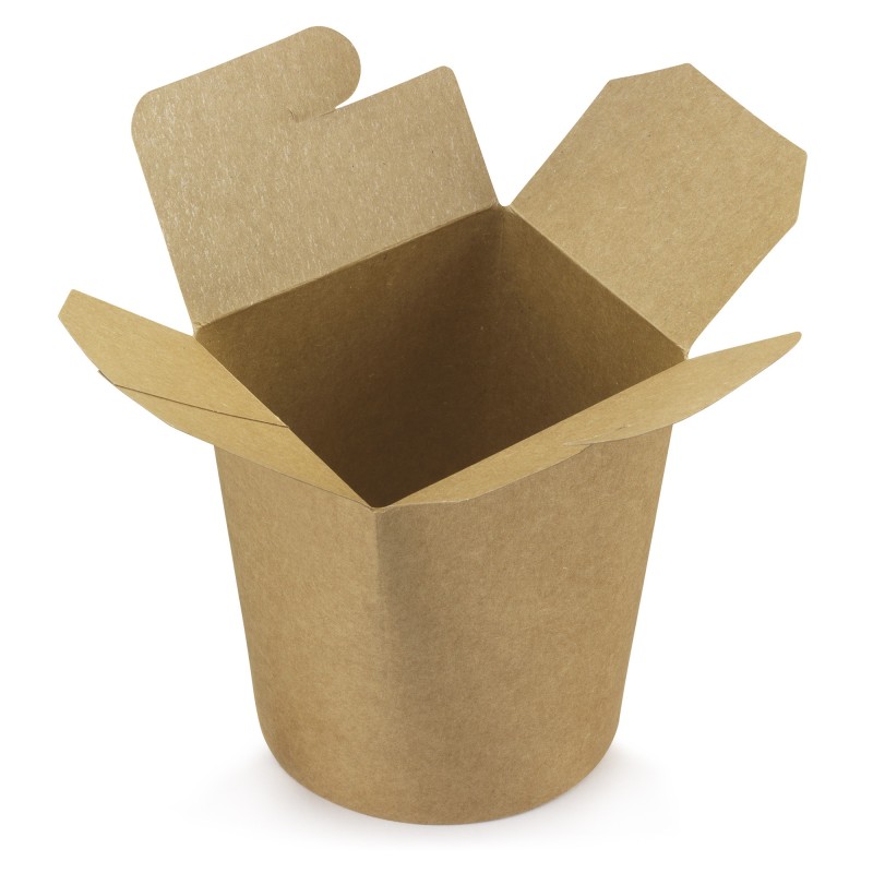 Pot à pâtes en carton 48cl fermeture à rabats Kraft brun - lot de 50