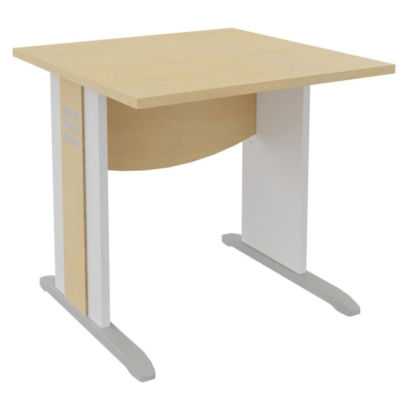 Bureau droit Axiome - L.80 x P.80 cm - Plateau Hêtre - Pieds L Blanc