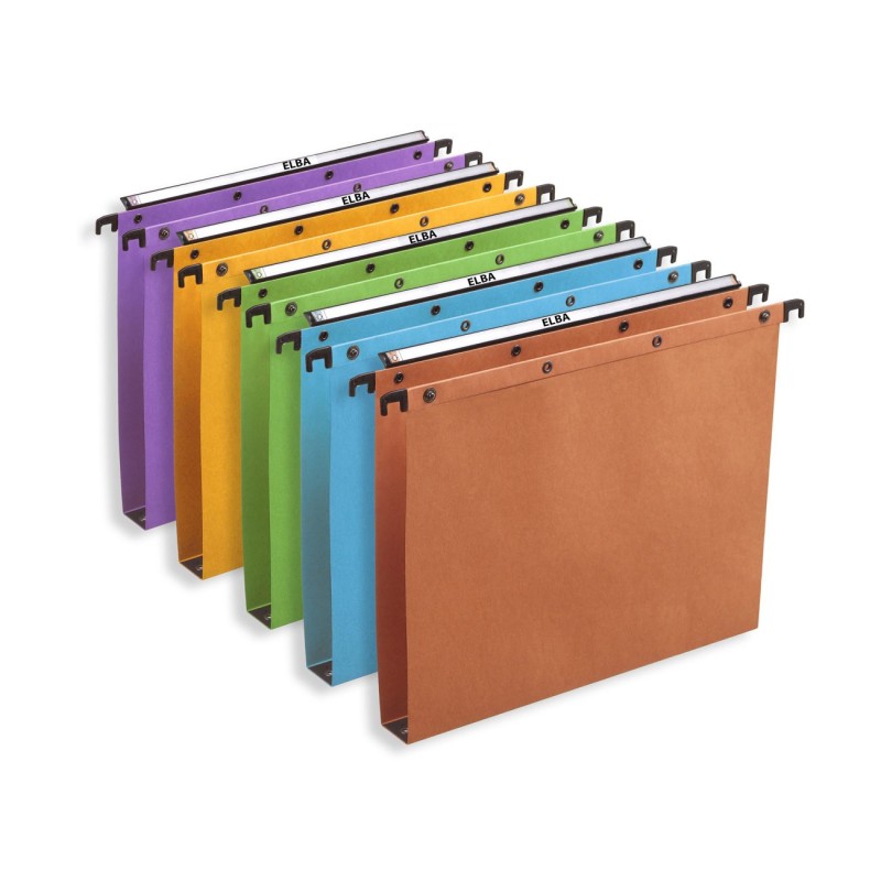 Elba Dossier suspendus pour tiroir Ultimate A4 Kraft - 150 feuilles - Fond U 15 mm - Assortis - Lot de 25