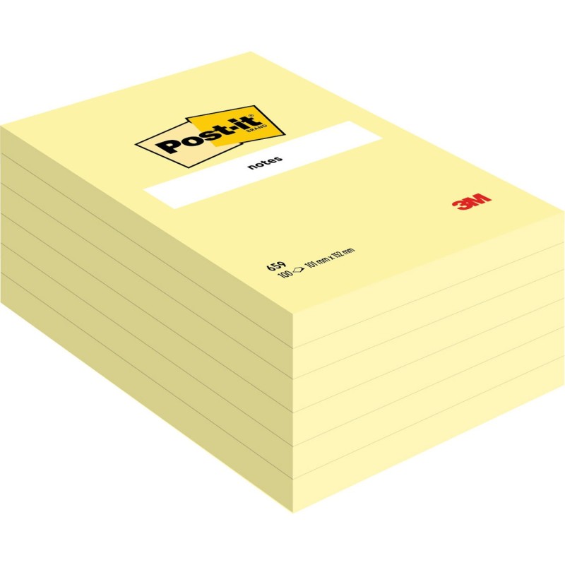Post-it Notes repositionnables 102 x 152 mm - Jaune - Lot 12 blocs de 100 feuilles