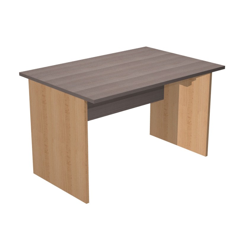 Bureau droit Pronto Bois - L.120 x P.80 cm - Plateau Cendre - Pieds panneaux Hêtre