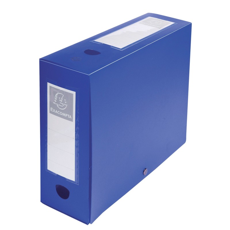 Exacompta Boîte de classement A4 Fermeture pression - Polypropylène 7/10E - Dos 10 cm - Bleu - Lot de 10