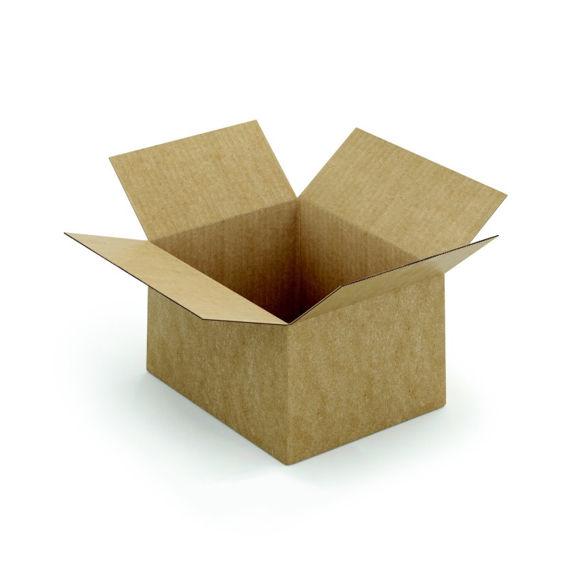 Caisse à montage instantané en carton simple cannelure brun - L.25 x l.20 x H.15 cm - Lot de 20