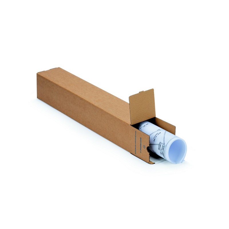 Tube d'expédition carré avec fermeture adhésive en carton simple cannelure brun - Diam.int.105 x L.700 mm - Lot de 10