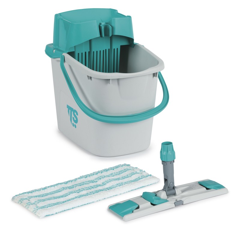 TTS Kit seau Uni Junior 14L et frange 35 cm - Gris / bleu