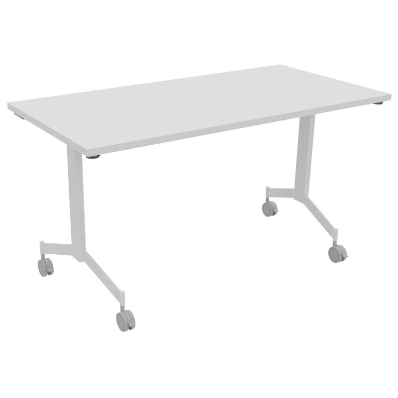 Table mobile rabattable Eureka - L.140 x P.70 cm - Plateau Blanc - Pieds Blanc