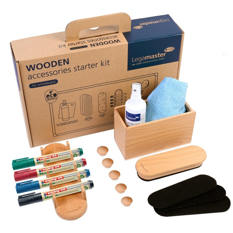 Legamaster Kit d'accessoires Wooden pour tableaux blancs - Bois FSC - 17 pièces