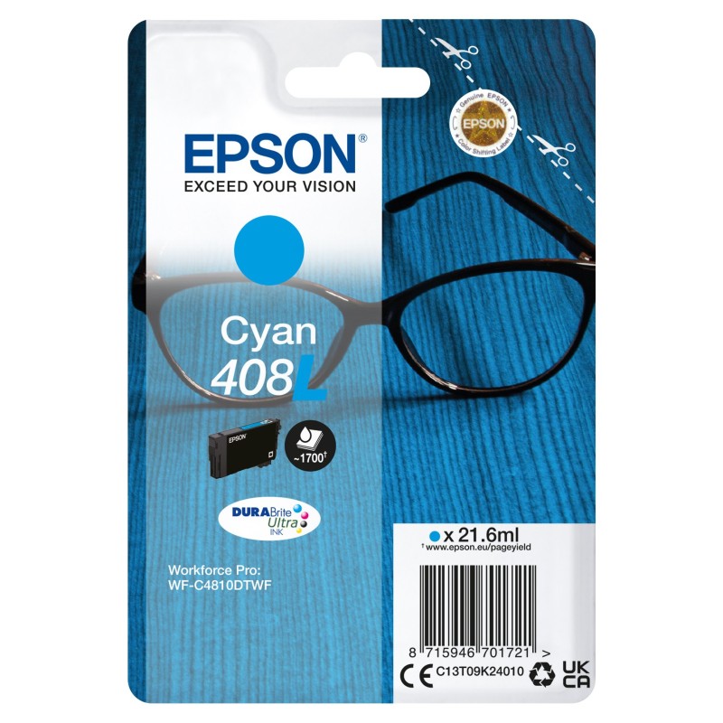 Epson 408 L Cartouche d'encre originale grande capacité C13T09K24010 - Cyan