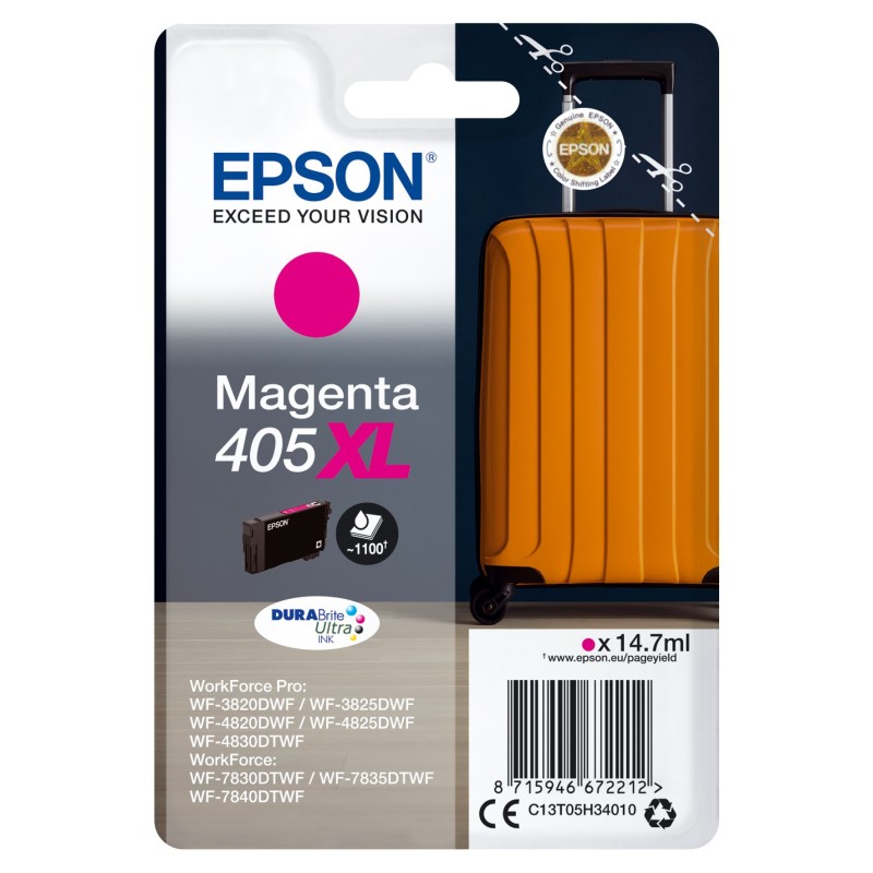 Epson 405 XL ''Valise'' Cartouche d'encre originale grande capacité C13T05H34010 - Magenta