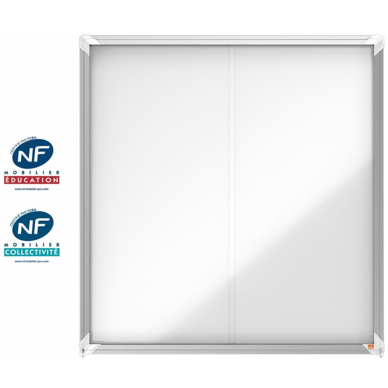 Nobo Vitrine d'intérieur Premium Plus portes coulissantes fond magnétique 12 feuilles A4 - 92 x 97 cm