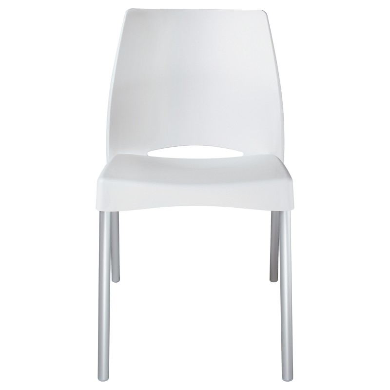 Chaise Collectivités Sweety Blanc pieds Aluminium - lot de 4