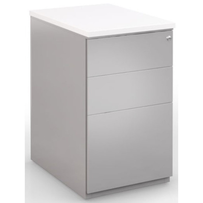 Caisson hauteur bureau métal NF Environnement Aluminium top Blanc H.72 x L. 42 x P. 60 cm
