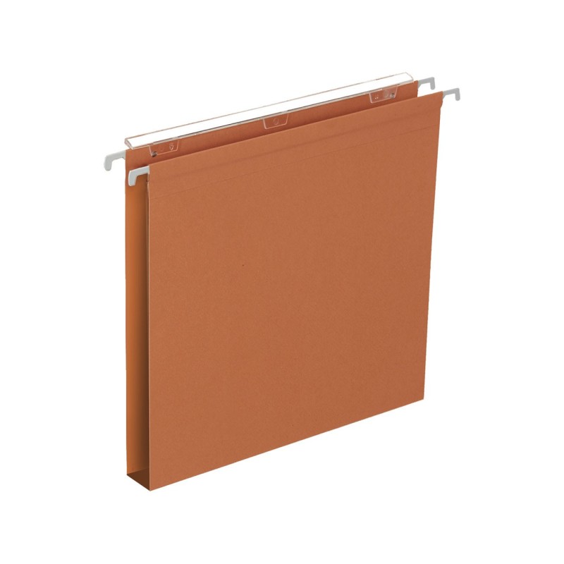 Dossier suspendus pour tiroir Budget A4 Kraft - Volet d'agrafage - Fond U 15 mm - Orange - Lot de 25