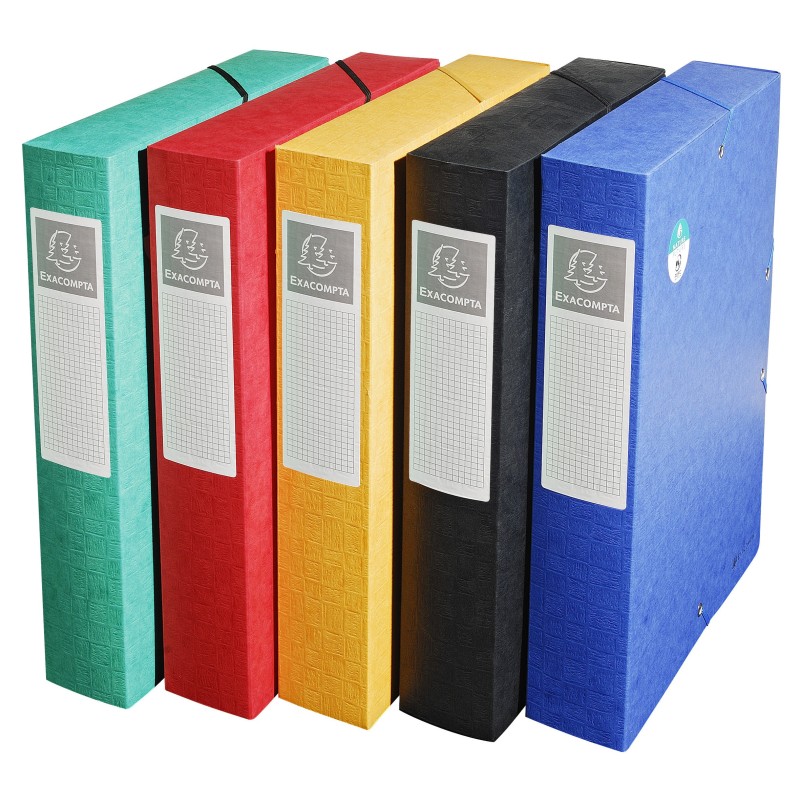 Exacompta Boîte de classement A4 Exabox Scotten - Carte lustrée gauffrée 7/10E - Dos 6 cm - Assorties - lot de 10