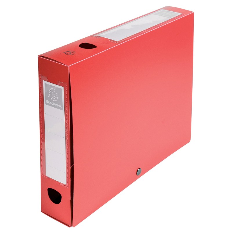Exacompta Boîte de classement A4 Fermeture pression - Polypropylène 7/10E - Dos 6 cm - Rouge - Lot de 10
