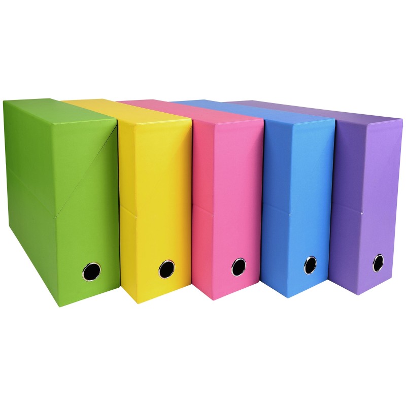 Exacompta Boîte de classement Salsa en papier cartonné - Dos  90 mm Assorties - Lot de 5 boîtes