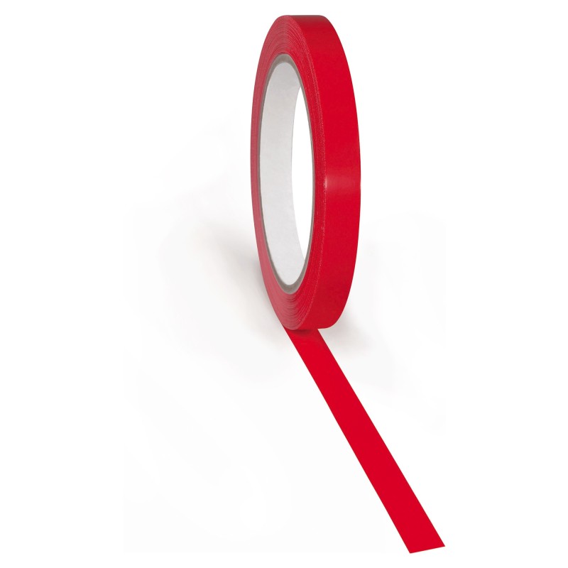 RAJA adhésif d'emballage petite largeur Rouge en PVC 37 microns 12 mm x 66 m - Lot de 6 rubans