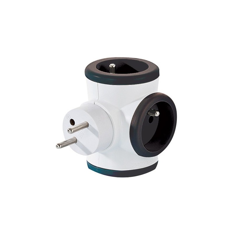 Watt & Co Multiprise rotative 3 prises - Noir