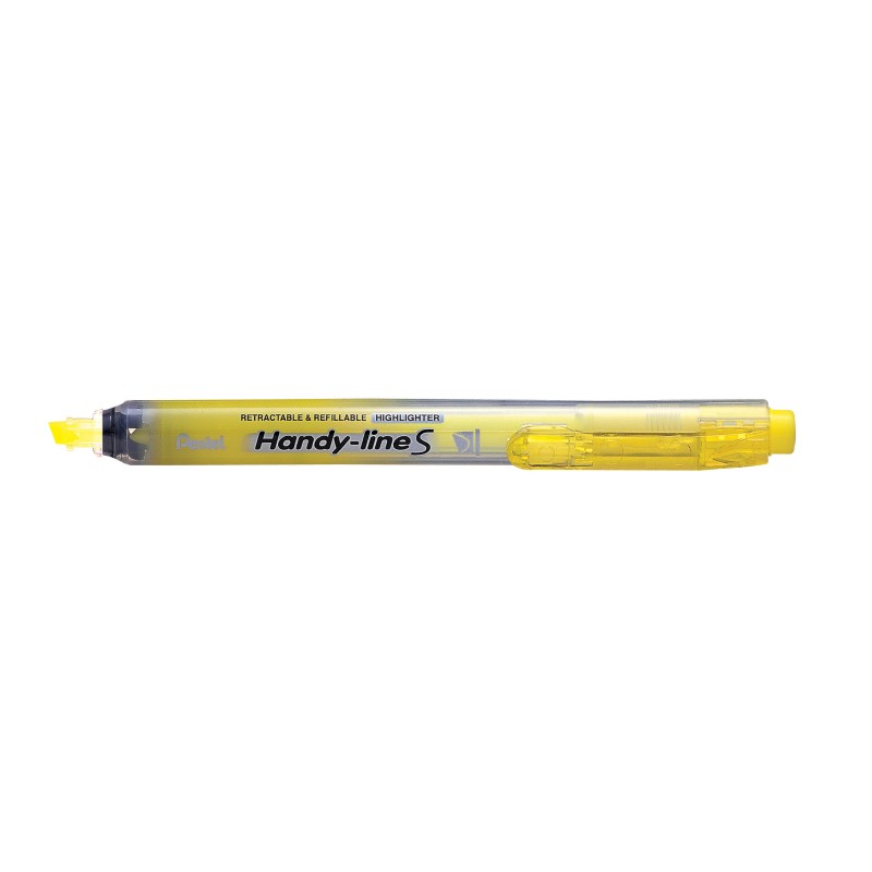 Pentel Surligneur Handy Line S pointe biseautée rétractable - 4 mm - Jaune
